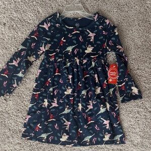 Wonder Nation Dark Blue Dress with Bird Pattern